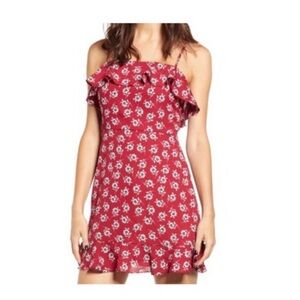 Row A (Nordstrom) red floral sundress w/ ruffle flounce, sz M